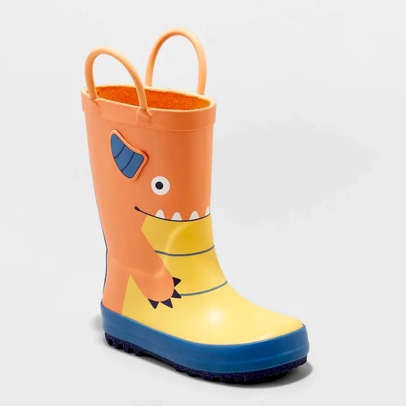 Cat & Jack Other - NWT Cat & Jack Toddler Boy's Waterproof Rainboots Leif Orange Monsters Size 6